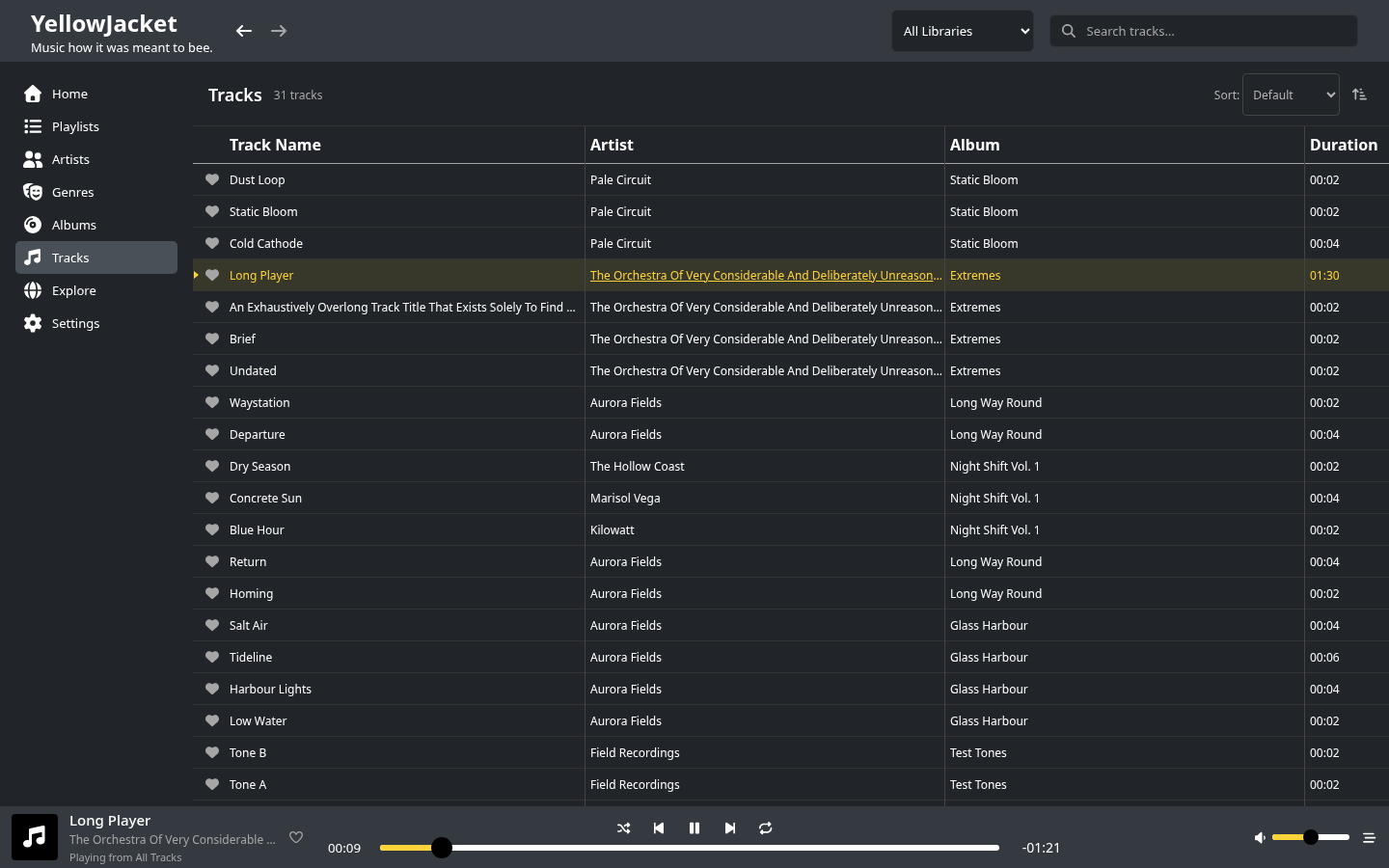 The track list, with something playing